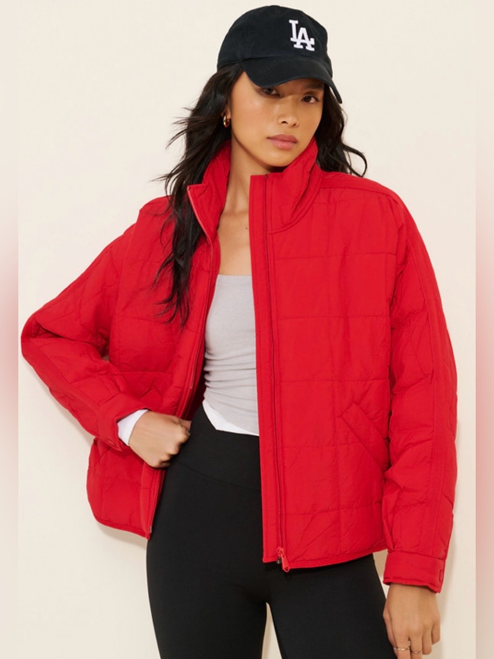 Free People Pippa Packable Puffer Jacket Quilted Down Coat FP Movement Red Small